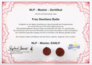 NLP-Master-Zertifikat 2023 Swetlana Butte